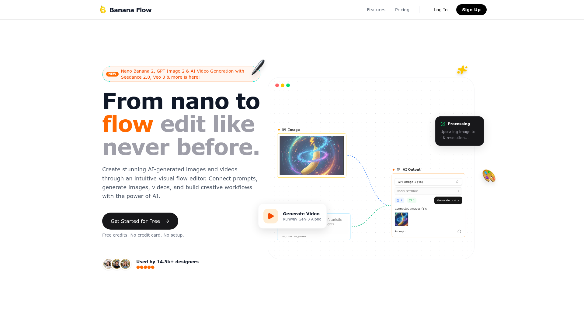 AiBananaFlow visual AI workflow editor preview