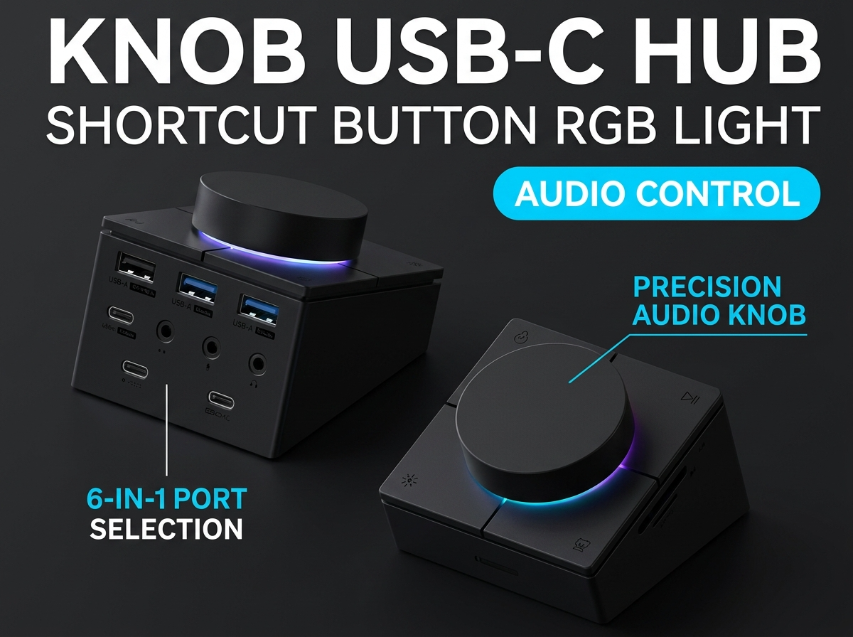 HAGiBiS Knob USB-C Hub with audio control knob and RGB