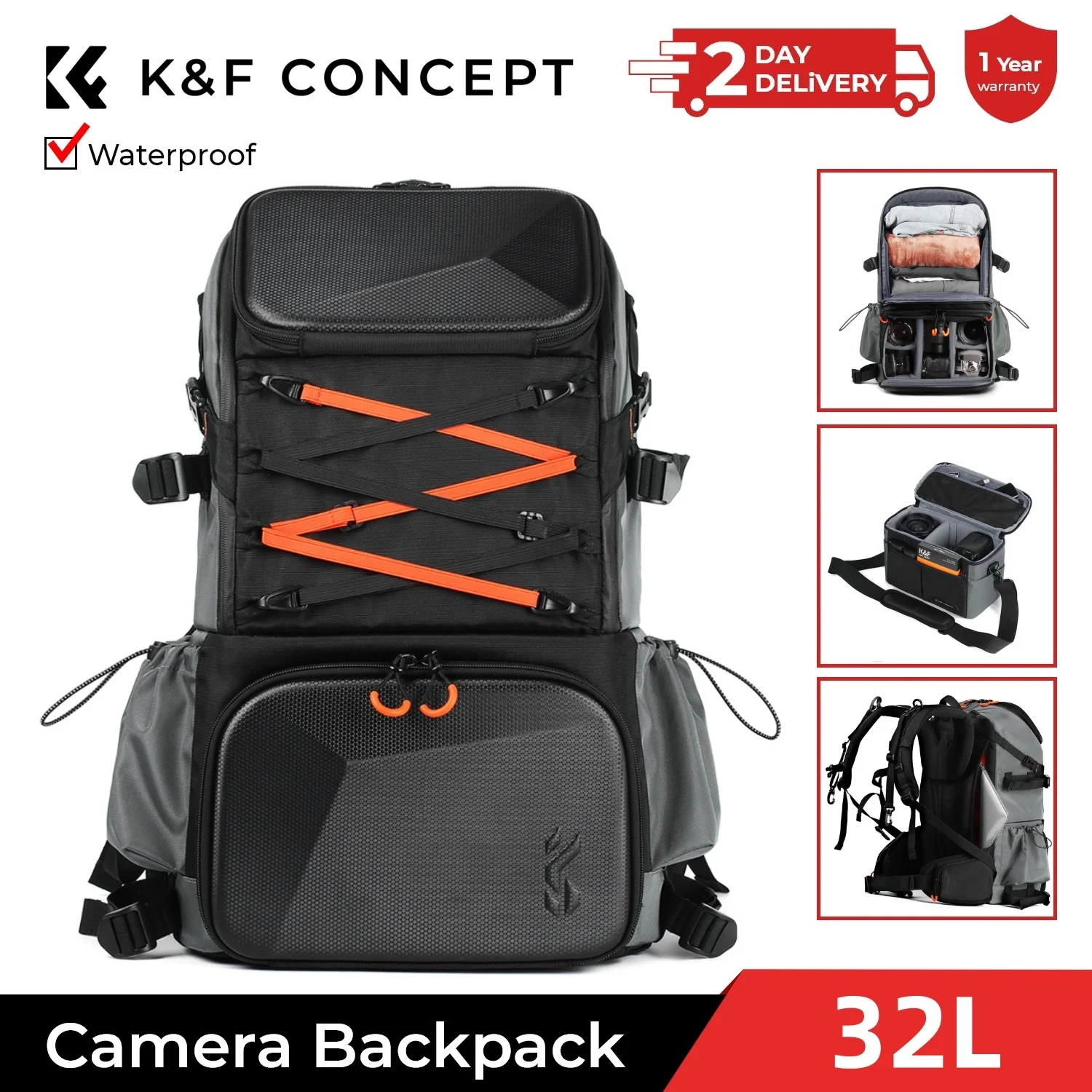 K&F CONCEPT 32L Waterproof Camera Backpack