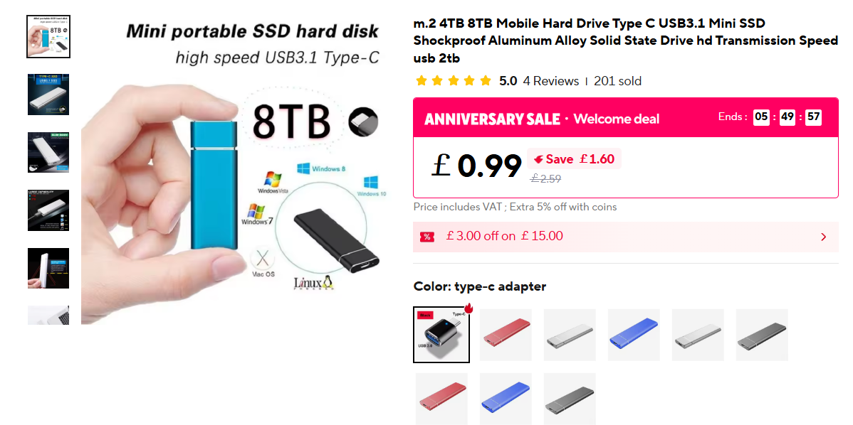 Mini Portable SSD External Hard Disk