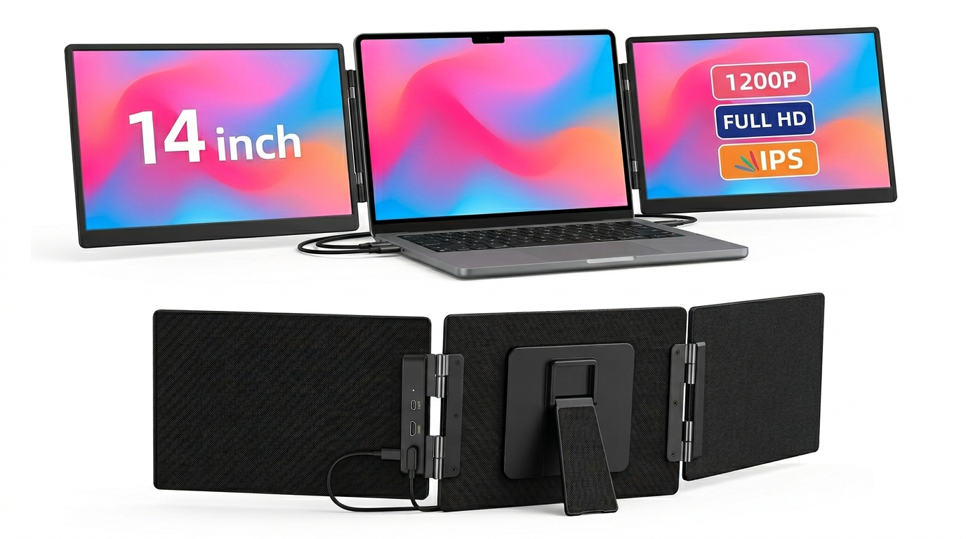 Rospider 14 Inch Portable Triple Screen Monitor