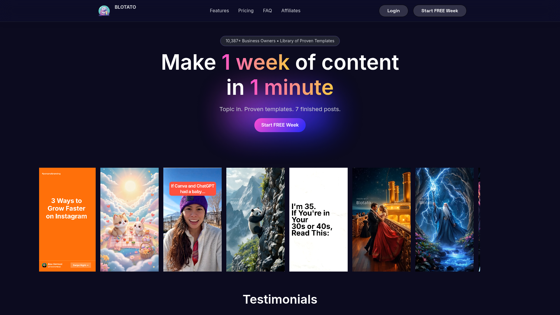 Blotato dashboard preview