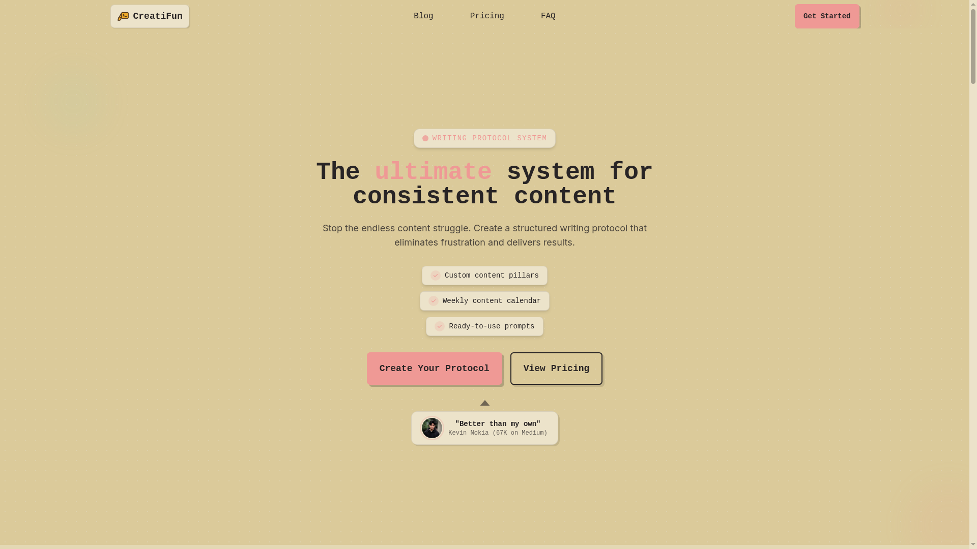 Creati.fun content protocol system preview