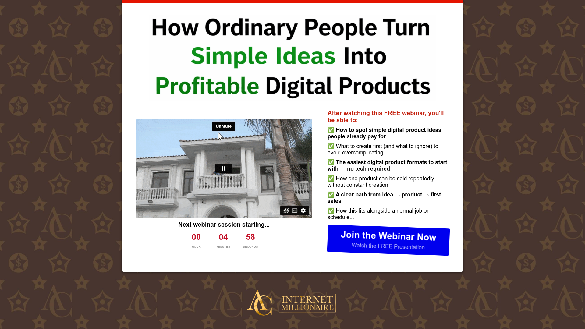 Internet Millionaire Free Webinar