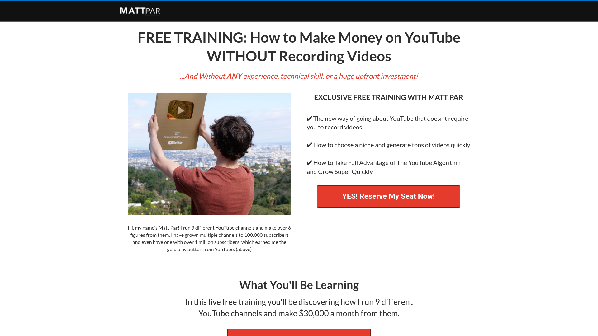 Matt Par Free YouTube Training