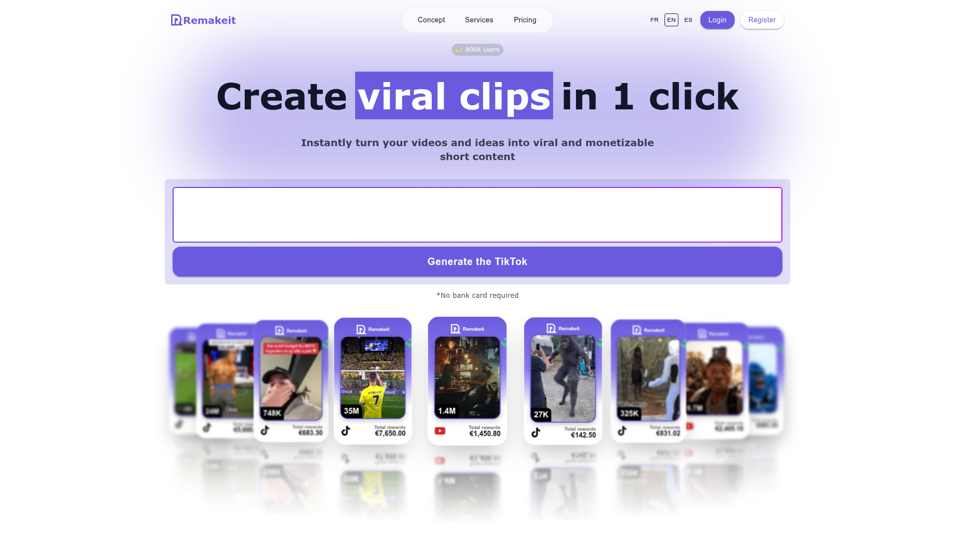 Remakeit.io dashboard preview