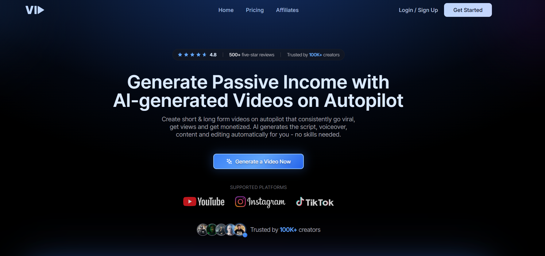 Vid.AI dashboard preview
