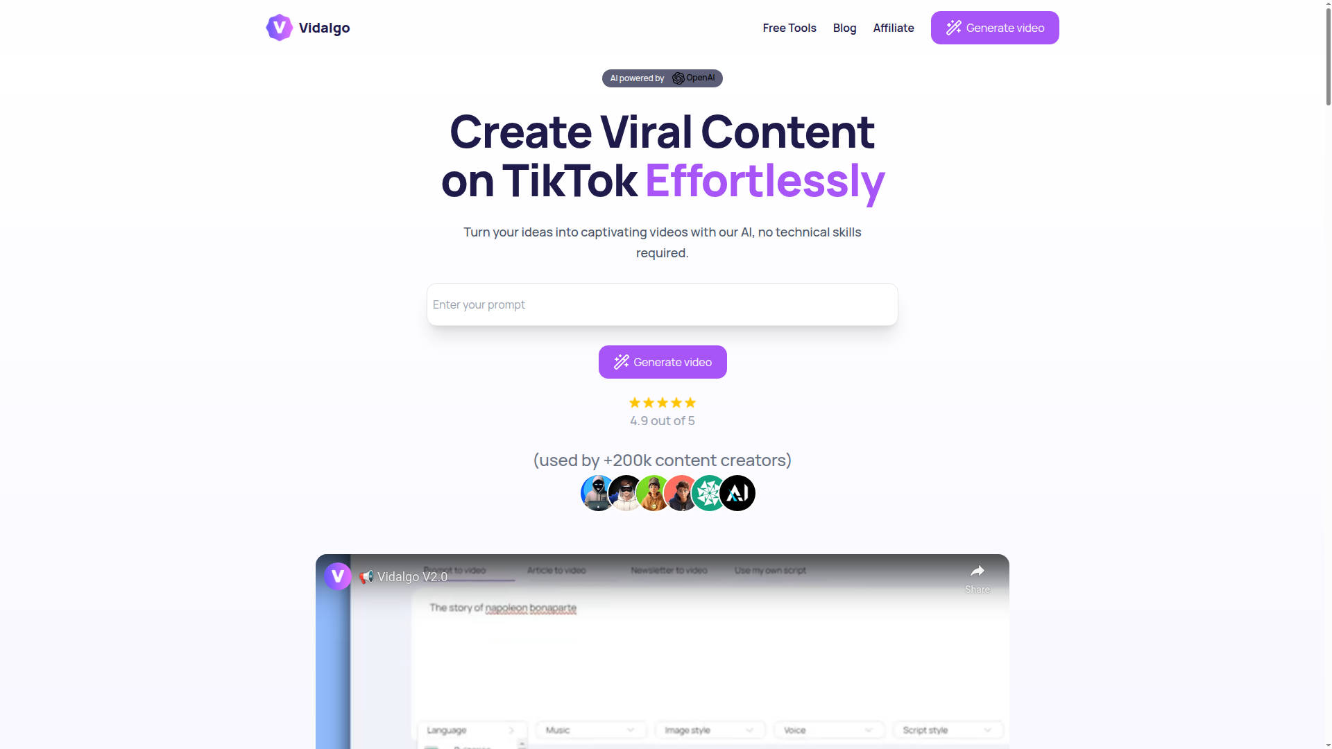 Vidalgo dashboard preview