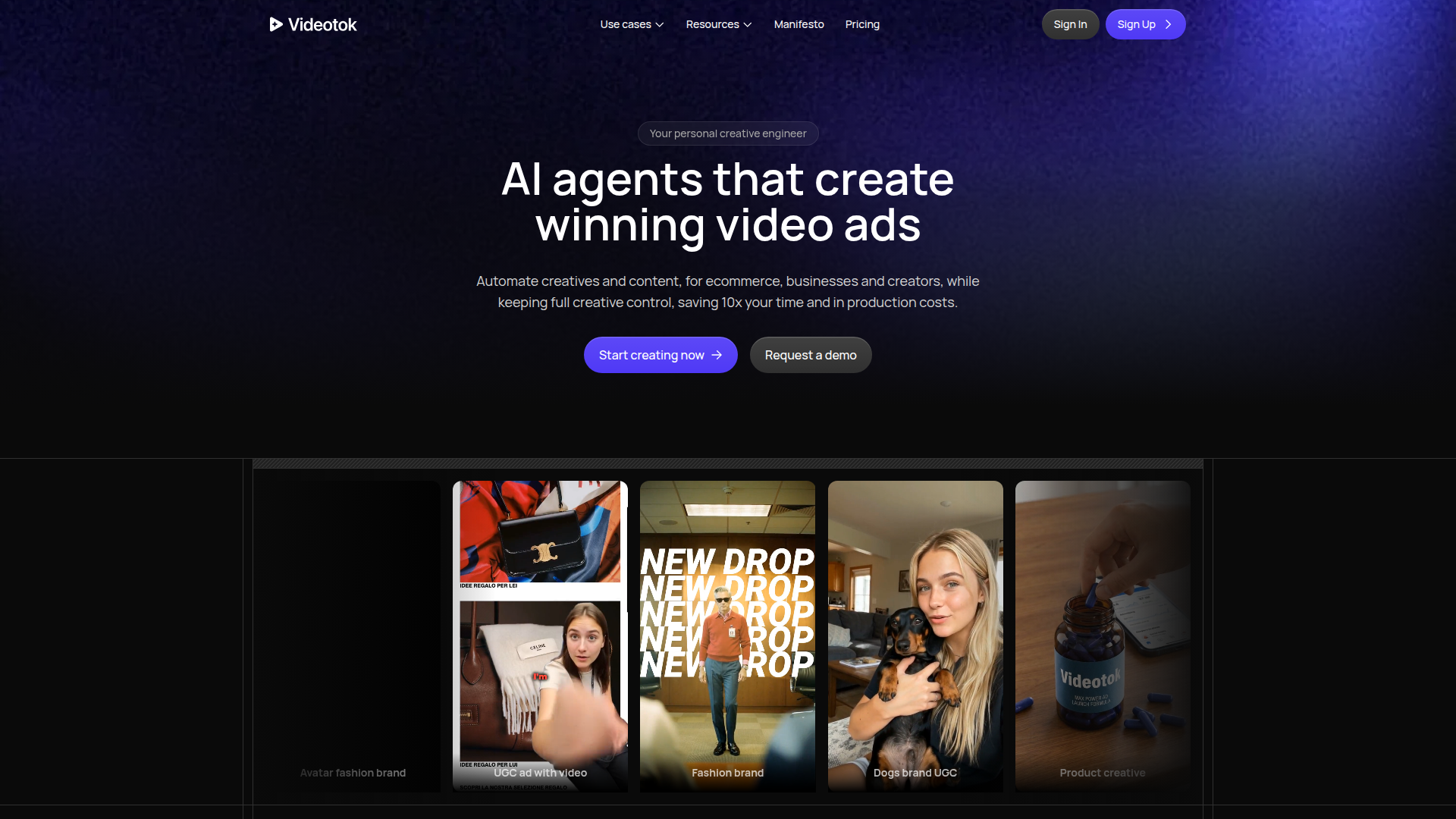 Videotok dashboard preview