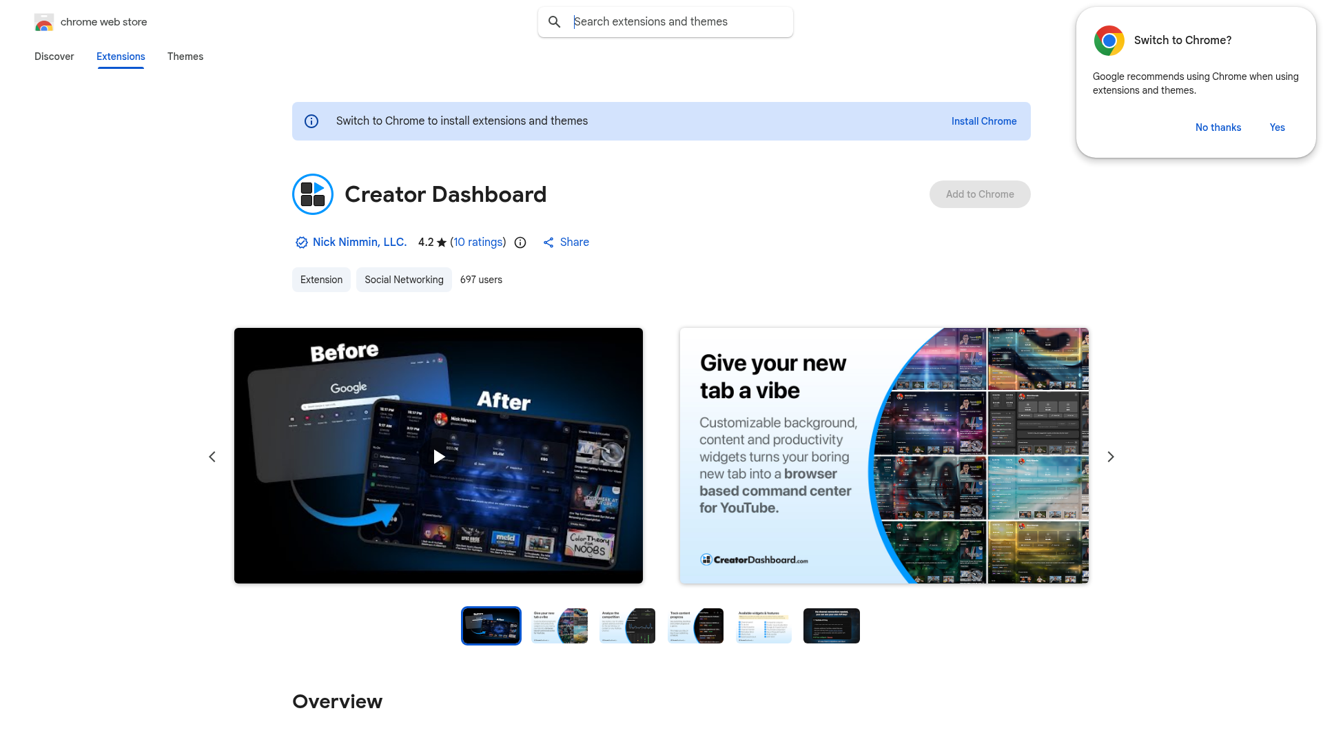Creator Dashboard extension preview
