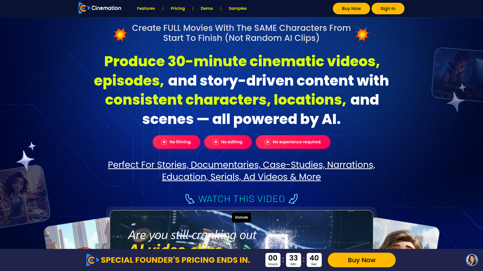 Cinemation AI video maker preview