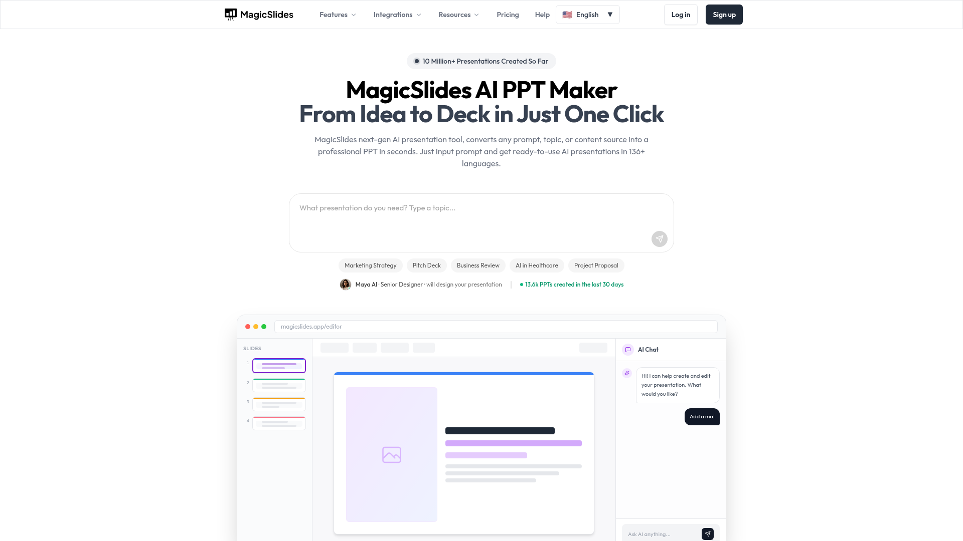 MagicSlides AI PPT maker preview